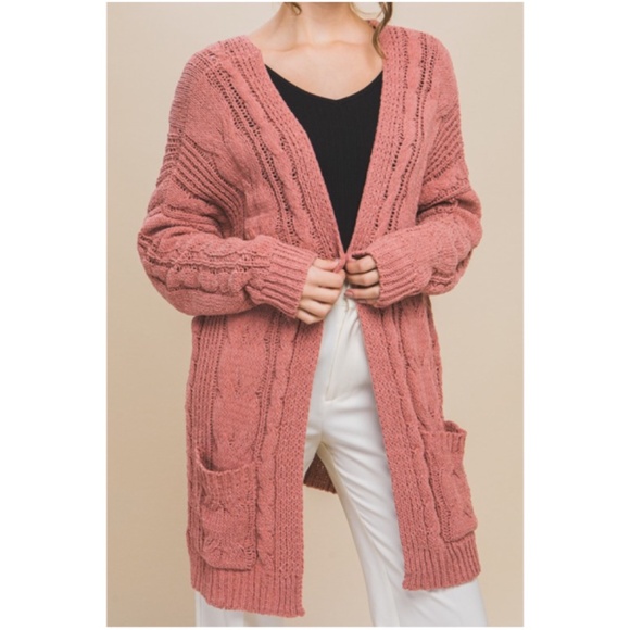 Cozy Chenille Pockets Open Front Loose Fit Cardigan - Picture 7 of 12
